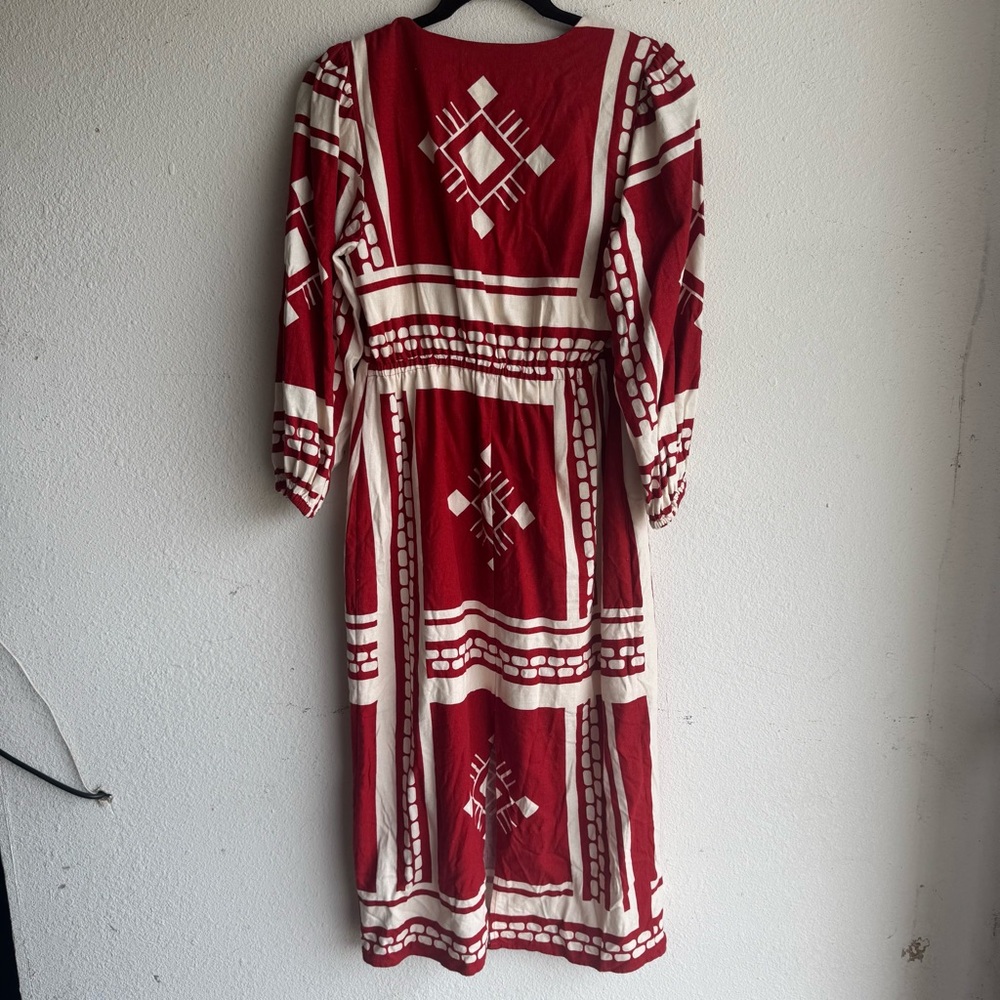 Caroline Constas Sun Goddess Cut Out Maxi Printed linen Dress in Red and… - Picture 7 of 9